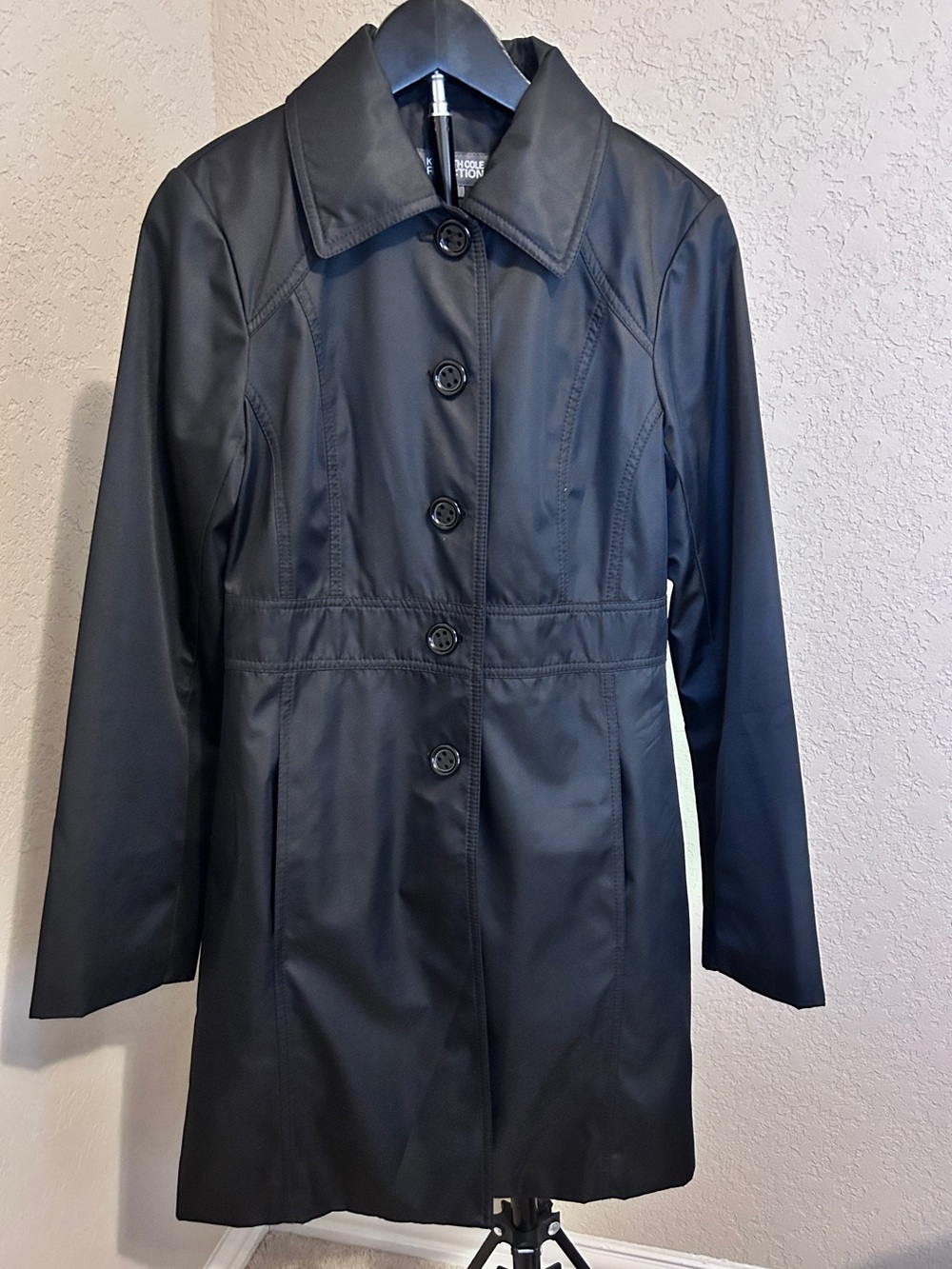 Women’s Kenneth Cole Reaction Black Button-Front Trench Coat